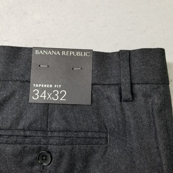 Banana Republic Pants Mens Gray Tapered Soft Virgin Wool Vitale Flannel 120's - Picture 2 of 13